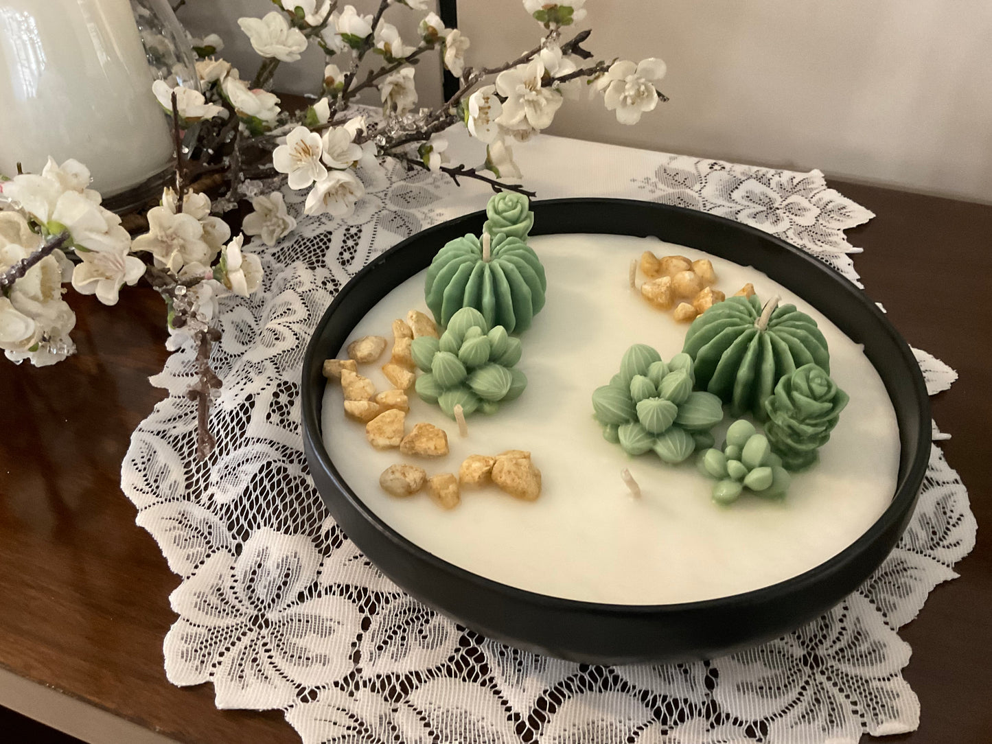 Large succulent candle