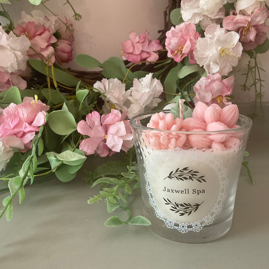 Pink succulents candle