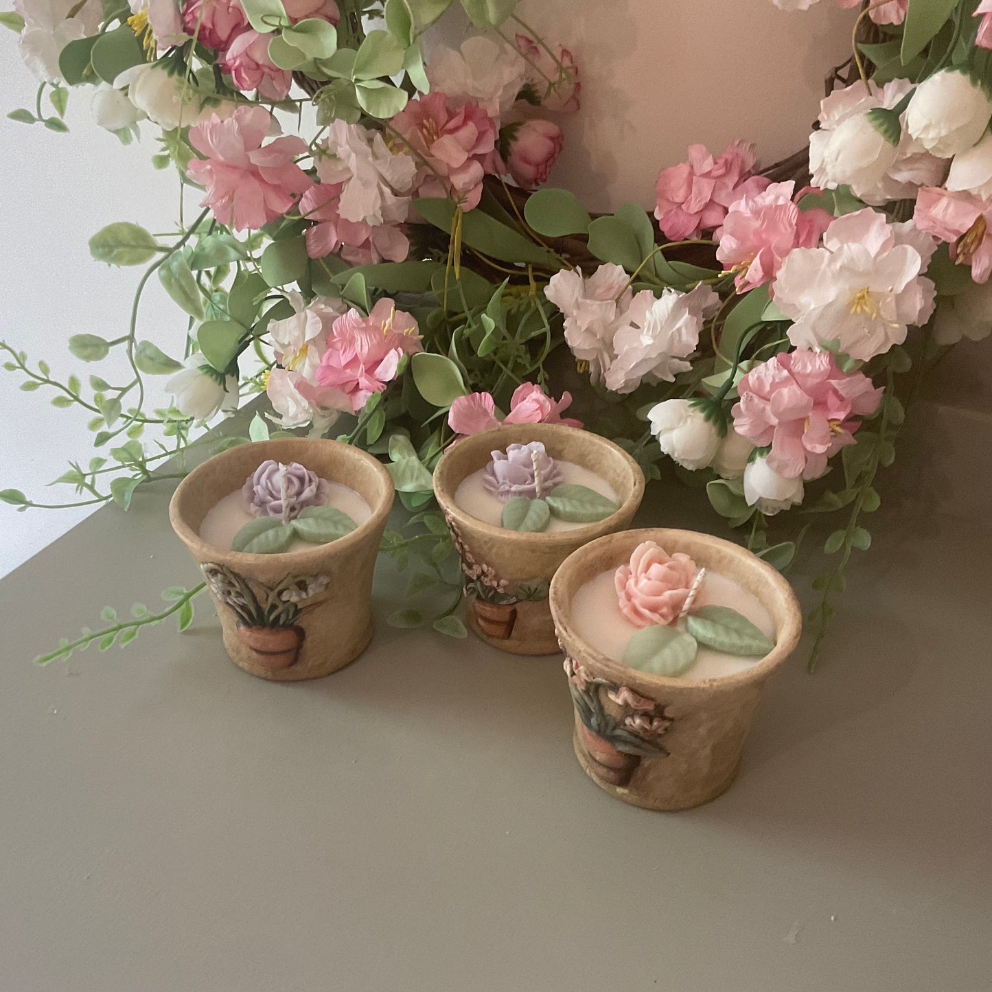 Flower pot candle set