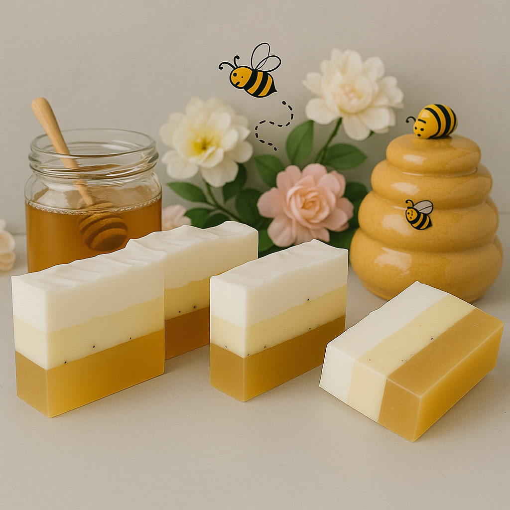 Milk and honey layered soaps