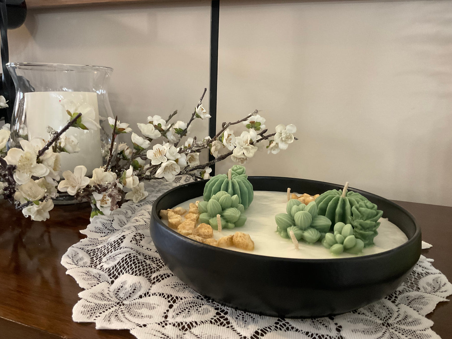 Large succulent candle