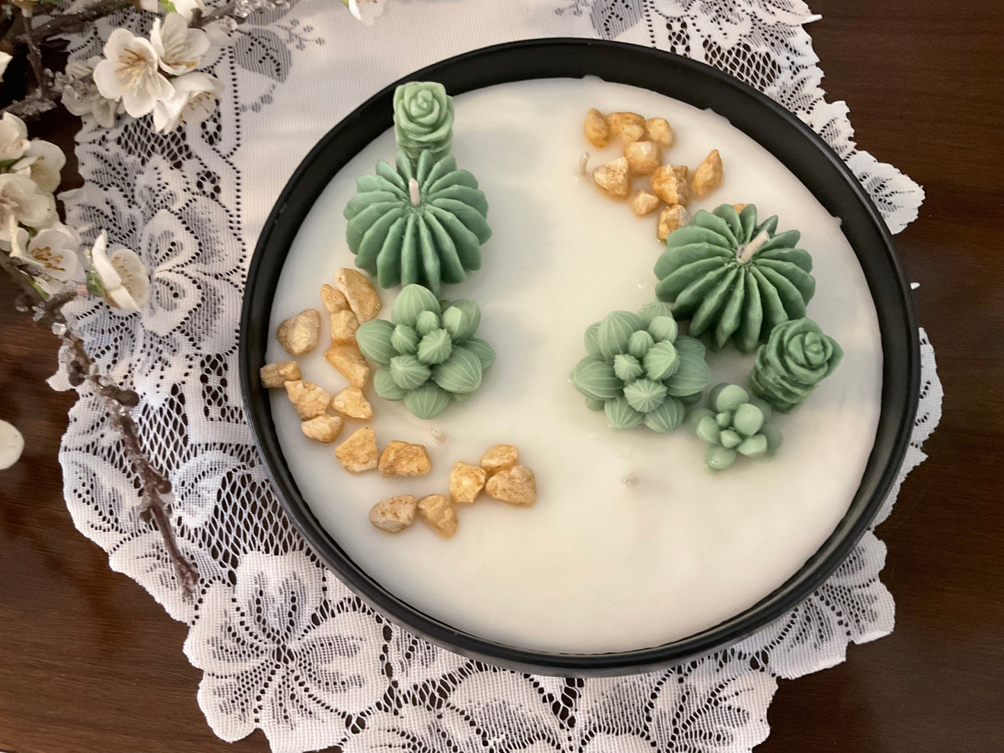 Large succulent candle