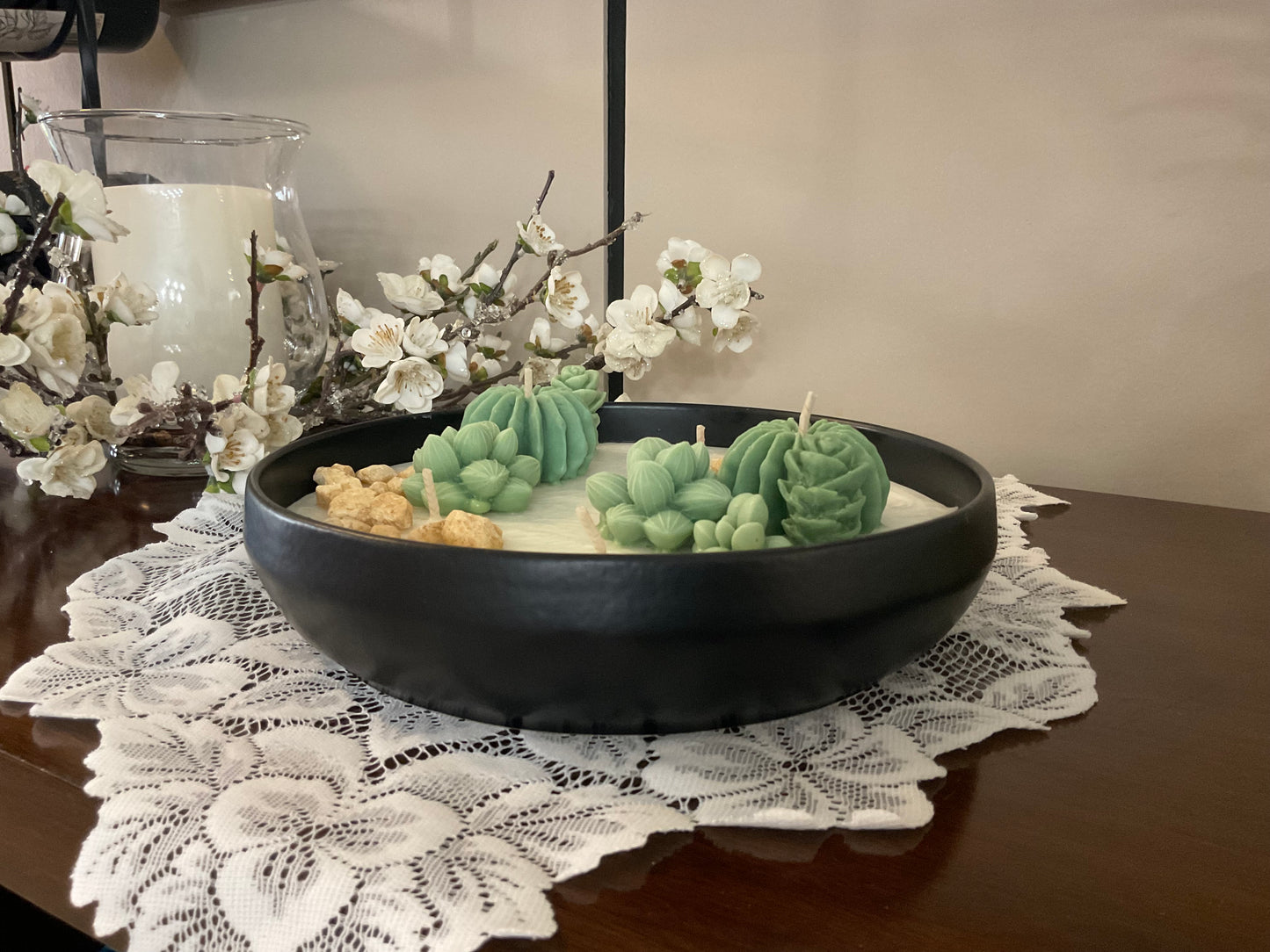 Large succulent candle