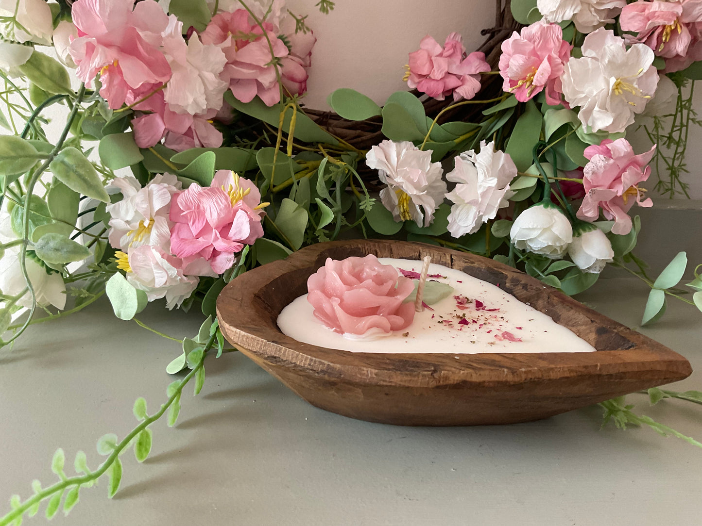Heart shaped dough bowl candle