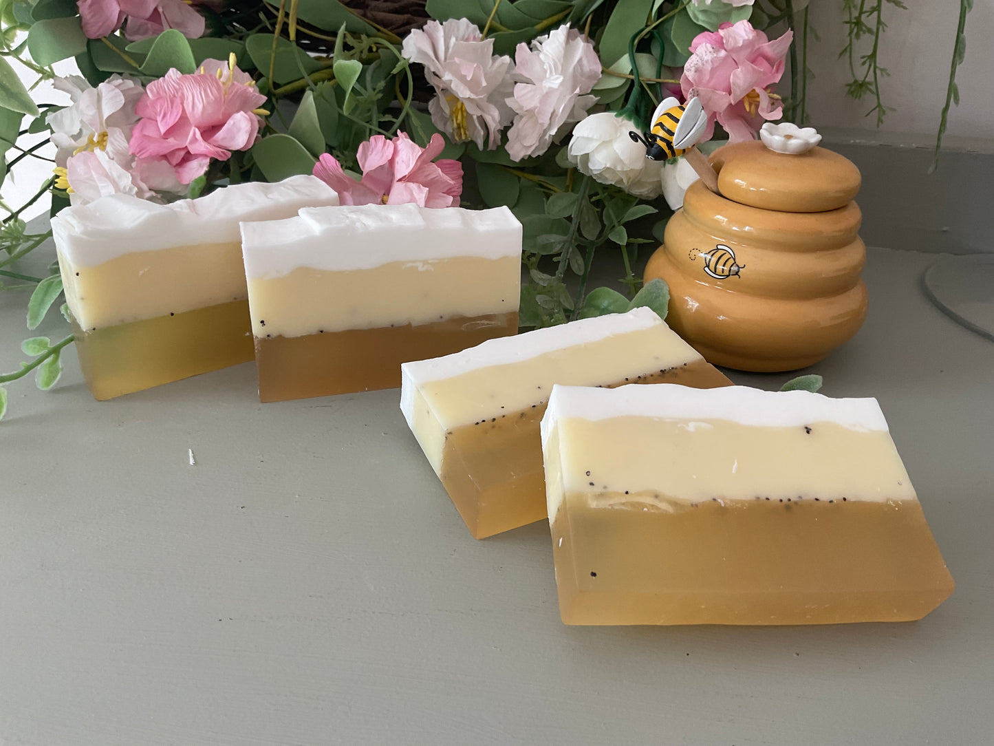 Milk and honey layered soaps