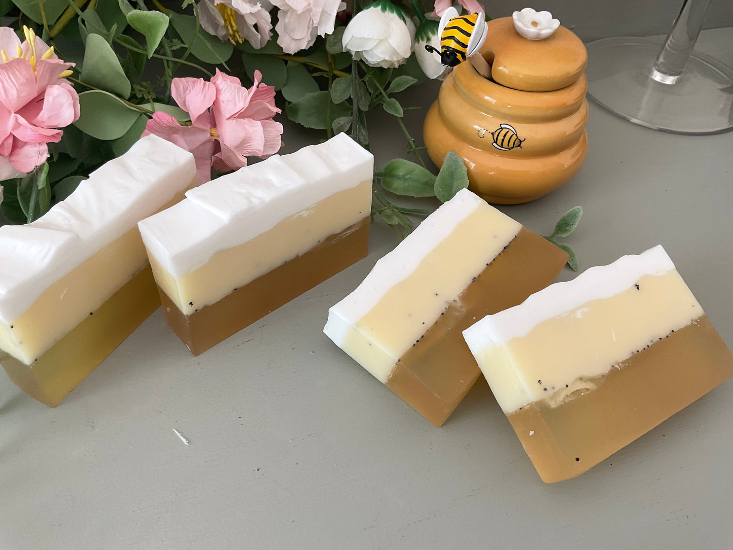 Milk and honey layered soaps