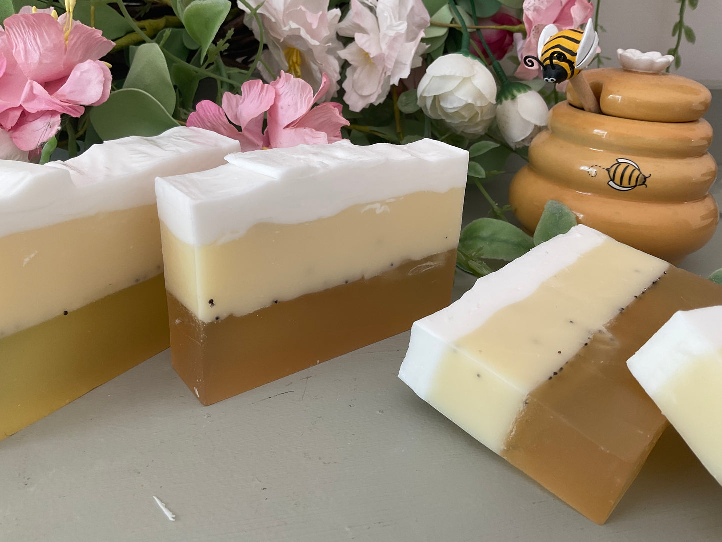 Milk and honey layered soaps