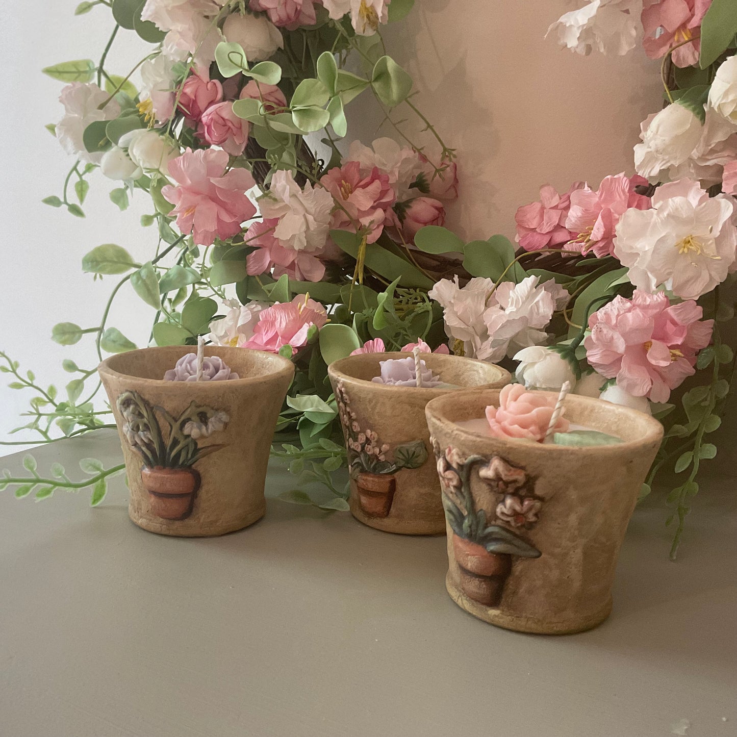 Flower pot candle set