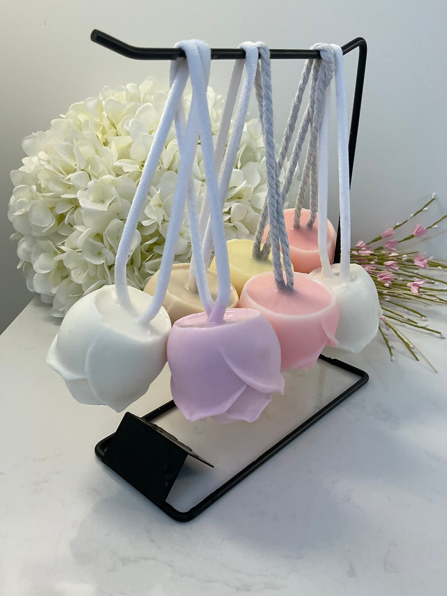 Rose shaped soap on a rope