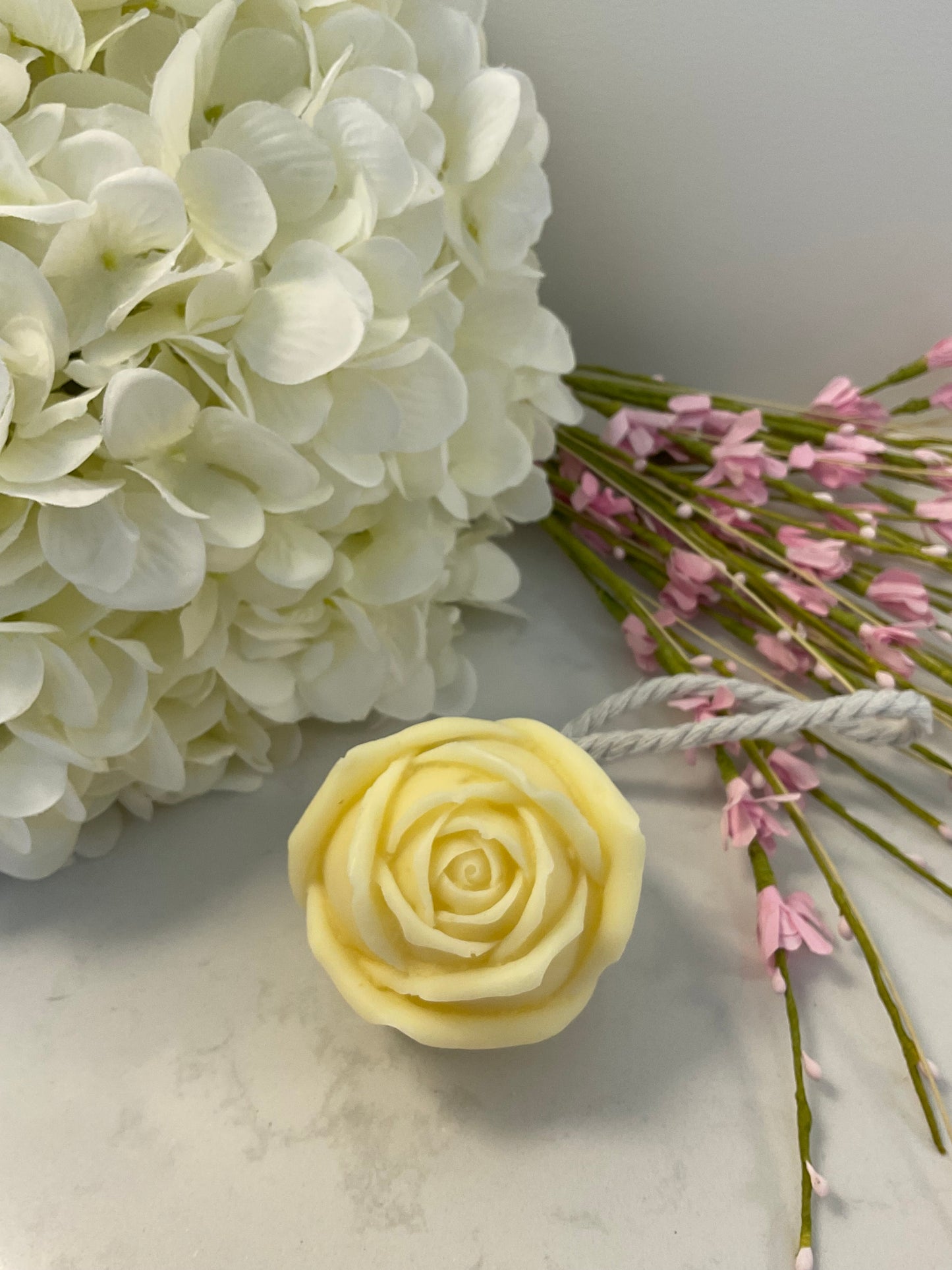 Rose shaped soap on a rope