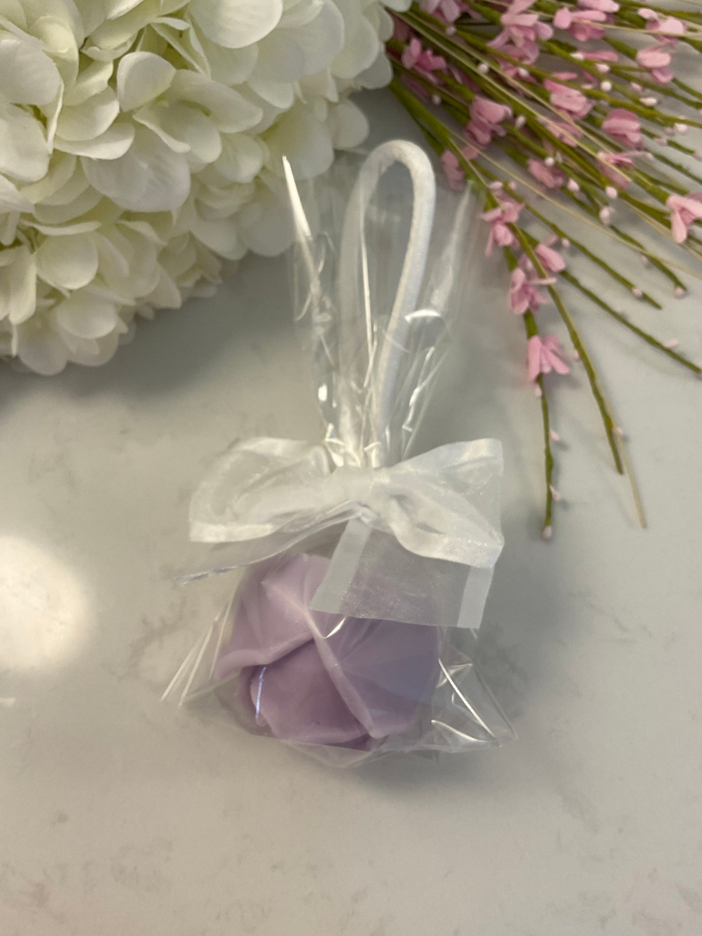 Rose shaped soap on a rope