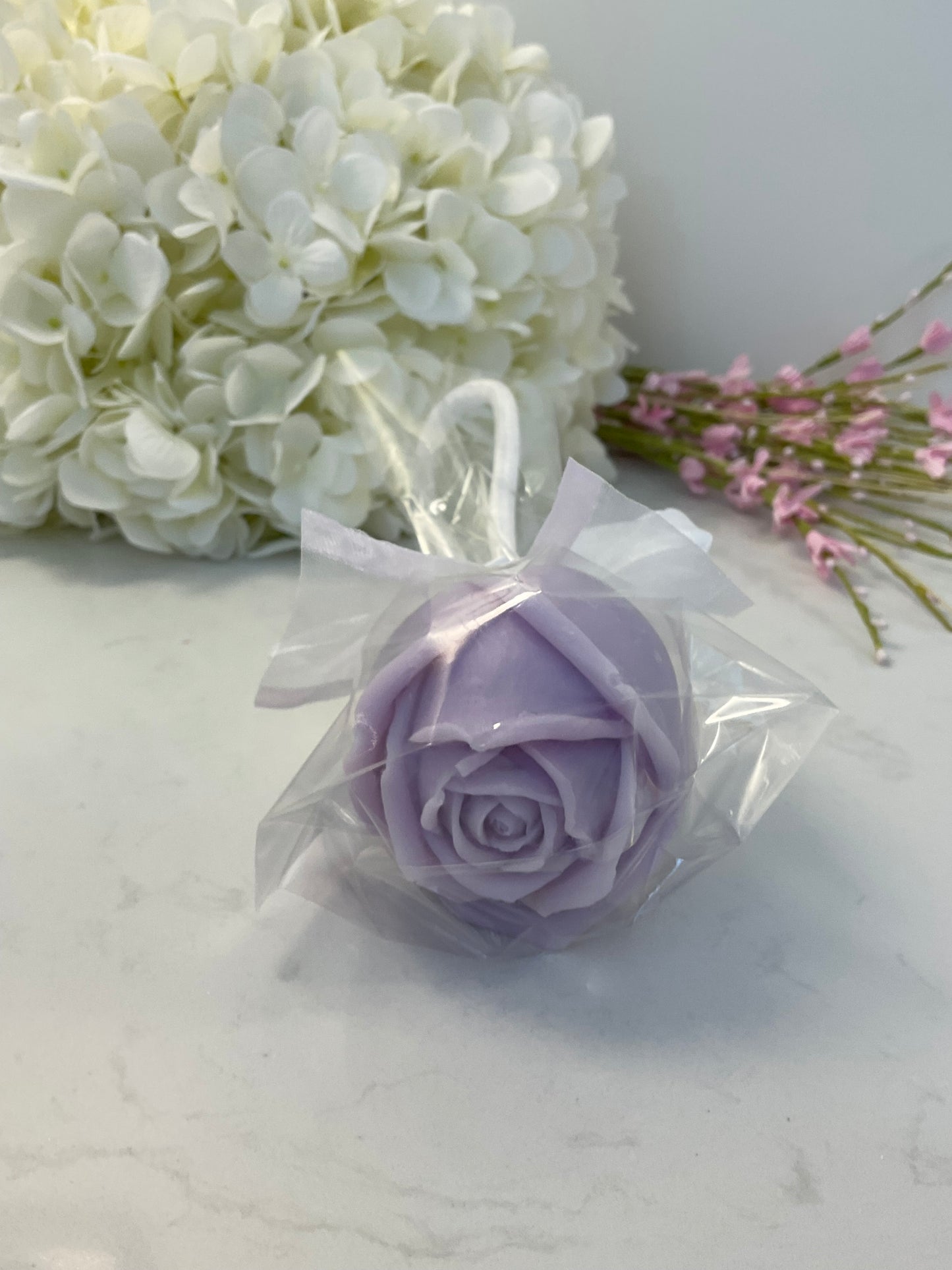 Rose shaped soap on a rope