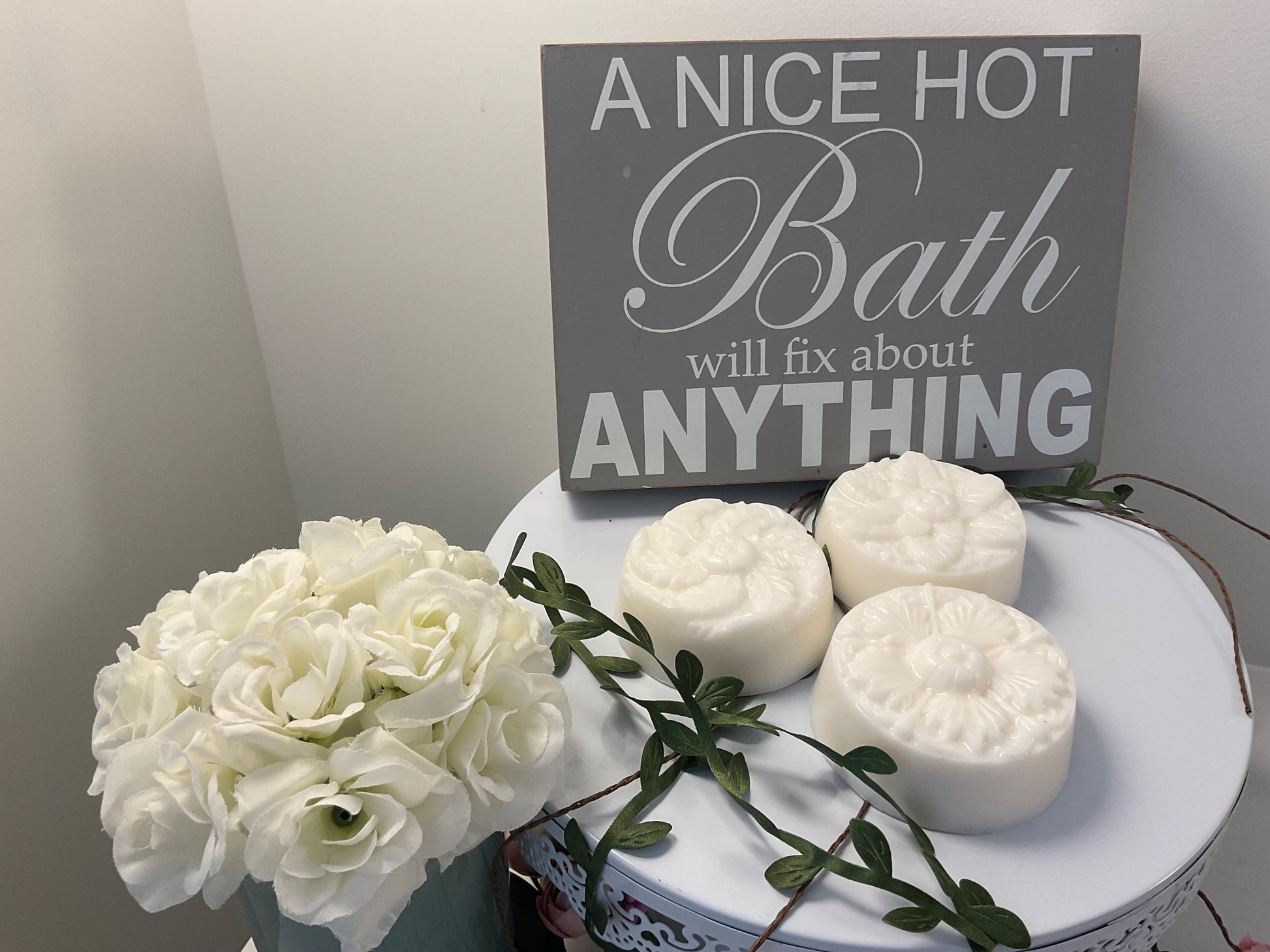 Set of three Flower medallion soaps.