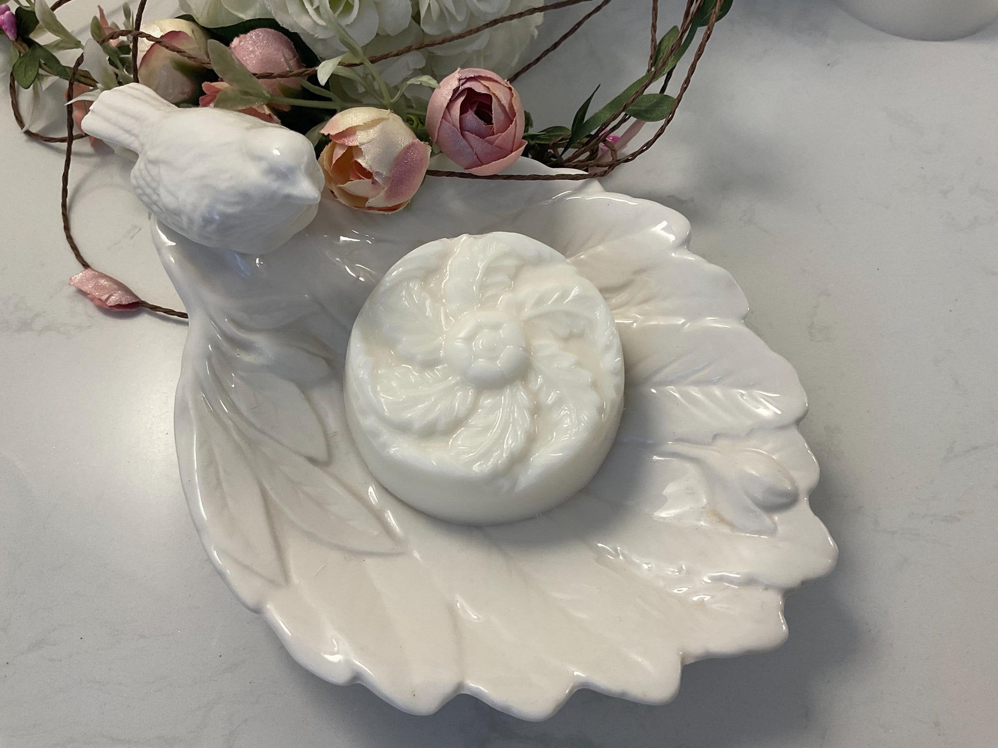 Set of three Flower medallion soaps.