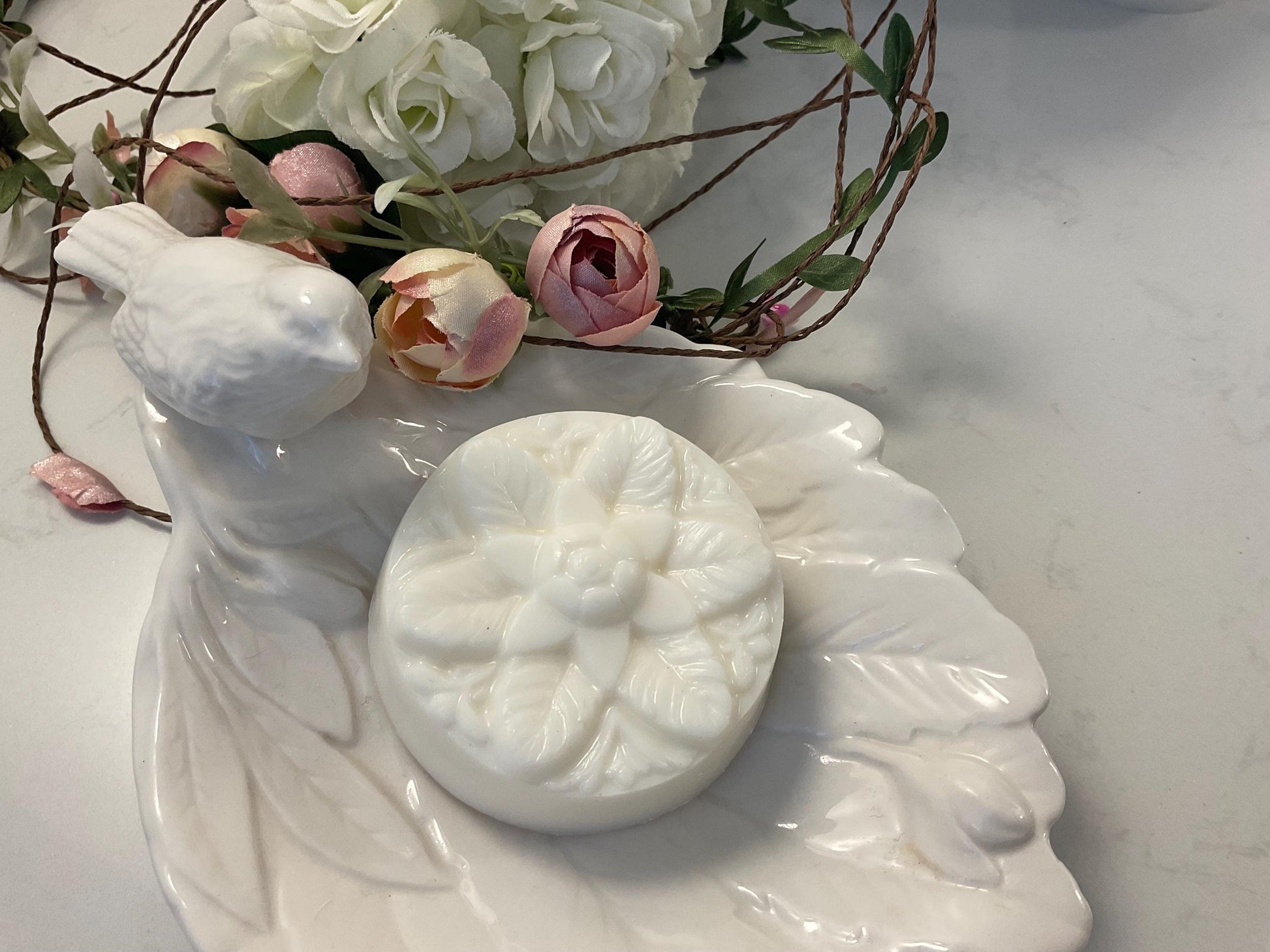 Set of three Flower medallion soaps.